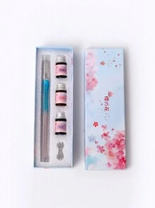 Neues Set für romantischen Glasfeder-Tintenstift, mehrteiliges Set in Geschenkbox, Farbverlauf Set, ideal für Geburtstagsgeschenke für Freunde und Klassenkameraden zum Schulanfang Saison