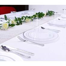 Supernal 180 Pieces Silver Plastic Silverware,Disposable Plastic Silverware,Party Plastic Flatware,Perfect Plastic Silver Cutlery For Birthday,Party,Wedding - Silver - View 5