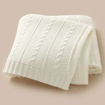 1st minimalistisk mysig babystickad filt, spädbarnsvagnsmatta, hela säsongen