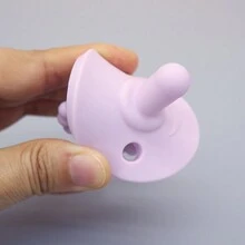 Bộ 2 núm vú giả và núm vú giả bằng silicon, núm vú giả bằng silicon hình bánh rán và kẹp bằng thép không gỉ để tránh mất núm vú giả, quà tặng sơ sinh - Hồng - Xem 5