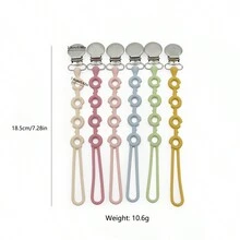 Bộ 2 núm vú giả và núm vú giả bằng silicon, núm vú giả bằng silicon hình bánh rán và kẹp bằng thép không gỉ để tránh mất núm vú giả, quà tặng sơ sinh - Hồng - Xem 10