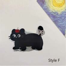 可爱猫咪黑色手机支架指环可折叠兼容 兼容三星通用配件，可爱黑猫亚克力手机支架，卡通粘性懒散桌面支架适用于智能手机兼容 、Android 手机，生日、家庭、朋友的礼物推拉式手机握把，手机配件 - 彩色 - 查看 7