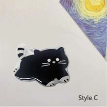 可爱猫咪黑色手机支架指环可折叠兼容 兼容三星通用配件，可爱黑猫亚克力手机支架，卡通粘性懒散桌面支架适用于智能手机兼容 、Android 手机，生日、家庭、朋友的礼物推拉式手机握把，手机配件 - 彩色 - 查看 4