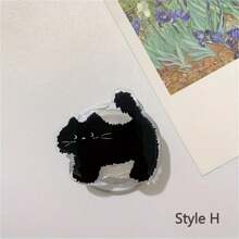 可爱猫咪黑色手机支架指环可折叠兼容 兼容三星通用配件，可爱黑猫亚克力手机支架，卡通粘性懒散桌面支架适用于智能手机兼容 、Android 手机，生日、家庭、朋友的礼物推拉式手机握把，手机配件 - 彩色 - 查看 9