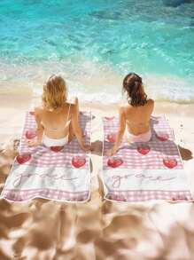 1pc Custom Beach Towel, Custom Name Beach Towel, Peach, Strawberry, Watermelon Beach Towel, 70*140cm, 80*130cm, Perfect For Outdoor Beach Travel Swimming Gym Yoga, Beach Accessories, Perfect For Men & Women, Anniversary Gift, Birthday Gift, Mother's Day Gift, Father's Day Gift, Best Friend Gift, Gift For Girlfriend/Boyfriend