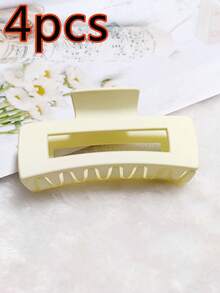 4入組純色霧面中空髮夾，具有強大的防滑力，適合女士，簡約霧面矩形髮夾，可用於女士薄或厚髮的夾子造型配件