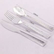 Supernal 180 Pieces Silver Plastic Silverware,Disposable Plastic Silverware,Party Plastic Flatware,Perfect Plastic Silver Cutlery For Birthday,Party,Wedding - Silver - View 2