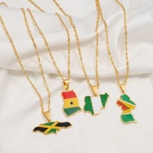 1 件 3CM 尼日利亚地图国旗吊坠项链 尼日利亚地图珠宝 国庆节礼物 - 彩色 - 查看 3