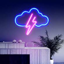 1入組閃電雲LED霓虹燈，USB/電池供電霓虹燈，適用於臥室裝飾、婚禮裝飾、生日裝飾、派對裝飾、婚禮用品、遊戲室裝飾、家居裝飾、牆面裝飾 - 彩色 - 查看 7
