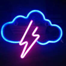 1入組閃電雲LED霓虹燈，USB/電池供電霓虹燈，適用於臥室裝飾、婚禮裝飾、生日裝飾、派對裝飾、婚禮用品、遊戲室裝飾、家居裝飾、牆面裝飾 - 彩色 - 查看 6