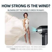 Quạt di động 100000RPM Xe Turbo Jet Fan Mini Jetfan Air Blower cho máy sấy tóc BBQ ngoài trời Gió mạnh thổi Duster Loại bỏ bụi nước Làm sạch - màu đen - Xem 4