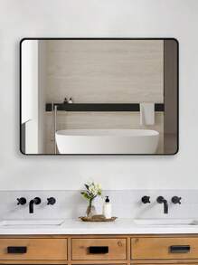 1入22" x 30"黑色金屬框架浴室牆鏡，梳妝臺矩形圓角鋼化玻璃鏡，清晰反射，現代農舍風格霧黑色 - 22inch*30inch - 查看 6