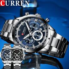 CURREN Relógio de Pulso de Moda Masculina Cronógrafo Função Data Automática Marca Superior Relógio Original de Luxo à Prova D'Água Pulseira de Aço Inoxidável Esporte Militar Quartzo Relógio Masculino Presente 8355