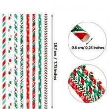 25pcs Christmas Paper Straws Santa Claus Christmas Tree Party Decoration Straws Disposable Degradable Drink Straws, Christmas Decorations, Cute Aesthetic Stuff, Cool Gadgets, Unusual Items , Festival, Party