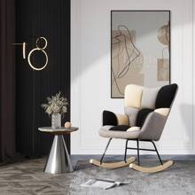 LIVINGANDHOME Living And Home Tufted Linen Upholstered Rocking Chair - Multicolor - View 3