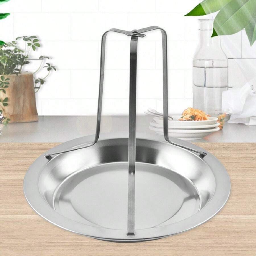 1pc Stainless Steel Roasting Chicken Rack With Detachable Grilling Pan, BBQ Roasting Rack, Beer Can Chicken Roaster - Silver - View 1