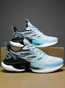 Men's Sports Shoes, Breathable Shock Absorption Elastic Durable Casual Running Shoes, Spring And Summer Outdoor Athletic Sneakers, Skid-Resistant Lightweight And Comfortable Footwear, Plus Size Sports Shoes For Outdoor Sports, Camping, Jogging, Fitness, Leisure - Blue - View 4