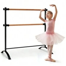 4 FT Portable Ballet Barre, Freestanding Double Ballet Bar, Height-Adjustable Bar For Stretch, Ballet, Workout, Fitness Dance Bar, Home Gym School Balance Ballet Barre For Adults & Kids - Black - View 1