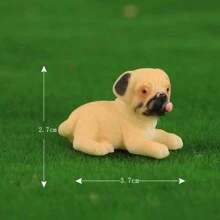 微景觀裝飾，比熊兔花園樹脂創意配件，寵物狗模型人物，實心小狗寶寶風格，搭配混搭，適合兒童和成人的絕佳禮物，大棕色狗 - 彩色 - 查看 10