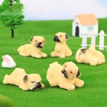 微景觀裝飾，比熊兔花園樹脂創意配件，寵物狗模型人物，實心小狗寶寶風格，搭配混搭，適合兒童和成人的絕佳禮物，大棕色狗 - 彩色 - 查看 2