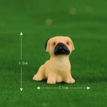 微景觀裝飾，比熊兔花園樹脂創意配件，寵物狗模型人物，實心小狗寶寶風格，搭配混搭，適合兒童和成人的絕佳禮物，大棕色狗 - 彩色 - 查看 8