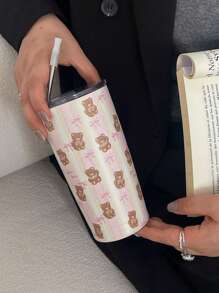 1 件原装熊蕾丝蝴蝶结 20 盎司（600 毫升）不锈钢双层隔热杯、保温杯、咖啡杯、水杯、旅行杯、节日礼物、生日礼物、学生杯、极具吸引力（无吸管）返校 - 彩色 - 查看 10