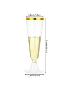 10入組金邊高球杯，透明底座，適用於派對、酒吧、海灘派對、戶外茶點、冰淇淋杯，可清洗重複使用