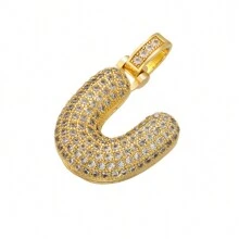 1入鑲嵌泡泡字母金鍍吊墜項鍊,26個字母供男女日常佩戴