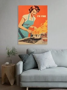 1入組，無框帆布壁畫廚房海報強大的女人繪畫美學家居裝飾，朋友禮品壁畫裝飾，適用於客廳、臥室、辦公室、酒吧牆壁裝飾 - 彩色 - 查看 8