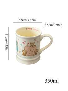 1入組可愛熊餅幹陶瓷杯/麵碗，手繪奶油風早餐牛奶/咖啡杯情侶杯/沙拉甜點碗 - 彩色 - 查看 13