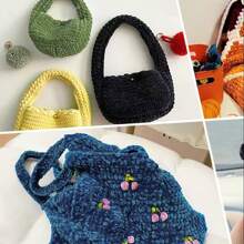 6球/包(50g*6=300g) 100%聚酯柔軟莎麻線適用於編織和針織，線長：480m(80m*6，87碼*6) - 彩色 - 查看 7