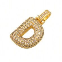 1入鑲嵌泡泡字母金鍍吊墜項鍊,26個字母供男女日常佩戴