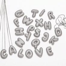 1入受歡迎的鍍金氣泡字母項鍊，設有26個字母與氧化鋯石，男女皆適用，適合日常佩戴 - 銀色新款2 - 查看 12