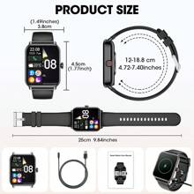 2024 新款男女健身追踪器智能手表（拨打/接听蓝牙电话）、活动追踪器、多运动模式、自定义表盘智能手表兼容 IOS 和 Android - 黑色 - 查看 3