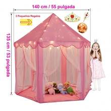 Tienda Campaña Infantil Carpa Plegable Para Niños,Casa de Campaña para Niñas, Carpa Castillo de Princesas , Portable Casitas Grandes Infantiles Interior para niño,Regalo Especial & Castillo de princesas,Castillo Tienda Plegable Princesa Para Niños Juguete Con Cortinas Carpa Casa Campaña Hexagonal Portátil Niña Niño Decoración Infantil Para Interiores y Exteriores Colores - Rosa - Ver 3