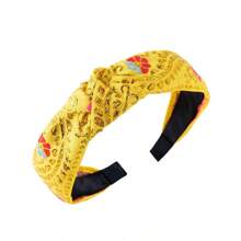 1件复古风格宽结刺绣发箍，女士款，宫廷文化时尚发箍，发带，发箍，发饰，头饰 - 彩色 - 查看 7