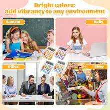 机械计算器，粉色计算器可爱 12 位大液晶显示屏大圆形按钮计算器用作办公计算器桌面 15° 倾斜屏幕儿童计算器 - 多色 - 查看 3