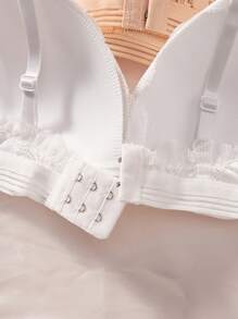 5 PIEZAS Sujetador tipo bralette cómodo y suave de encaje sin varillas, ropa interior de color sólido