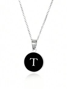 優雅精美的O形鍊環26個字母項鍊吊墜，金色簡約項鍊，適合作為女孩的節日生日禮物，不鏽鋼珠寶