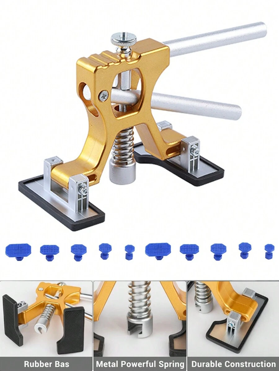 牙科拉手套件 - 可調式拔牙工具未塗裝凹槽修復套件，適用於汽車中的大型和小型凹槽拆除 - 黃色 - 查看 1
