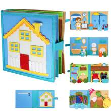 Libro de actividades Montessori para niños y niñas con 1 pieza de libro tranquilo 3D de fieltro enfocado en el aprendizaje temprano de habilidades para la vida para edades de 3, 4, 5 y 6 años, regalos escolares de cumpleaños para la escuela infantil. Artículos escolares, estudiante, papelería, suministros escolares.