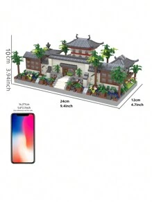 3 合 1 古风 3D 拼图组装小零件积木，创意有趣苏州园林/圆明园/黄鹤楼高难度龙年新建筑益智玩具，非常适合家庭/办公桌装饰和节日礼物。随附包房装饰