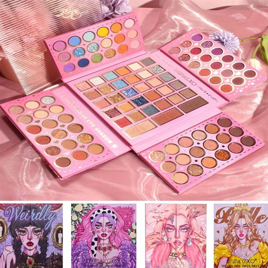 1入組KEVIN&COCO 105色眼影盤，霧面和閃爍，高色素化妝盤，提亮膚色和修正色彩 - 多色 - 查看 1