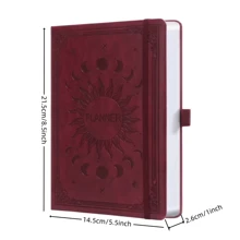 Leather-Bound Undated Daily Planner Notebook, 7-Month A5 Hard Cover, 300 Pages, Weekly & Monthly Planning, Efficiency Log, Designed For ADHD Patients, Concentration & Time Management Aid, Back To School Essential