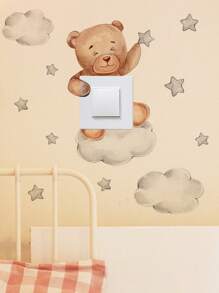 1pc Kartun Beruang Pola Switch Outlet Stiker Dinding - MultiWarna - View 9