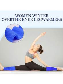 Tất giữ ấm chân thập niên 80 thập niên 90 cho nữ, tất chân có gân neon, phụ kiện thời trang cho trang phục lấy cảm hứng khi tập yoga, chạy bộ, đi bộ đường dài - Màu xanh lam - Xem 3