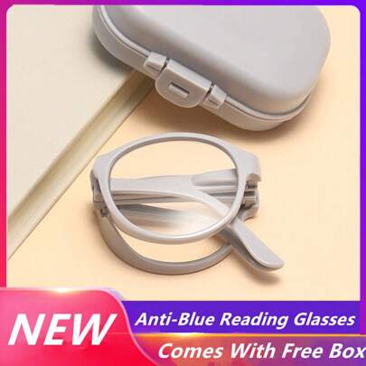 [免费盒子] 新款折叠眼镜男女通用便携轻便老花镜阅读镜度数 +1.0 - +4.0 女士眼镜配件
