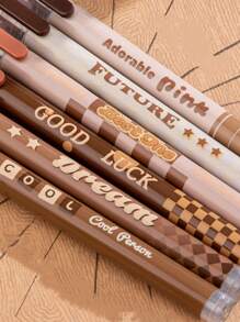 6入組美樂地咖啡色0.5mm圓珠筆墨水套裝，適用於辦公室、學校書寫，墨水顏色為黑色且幹得快