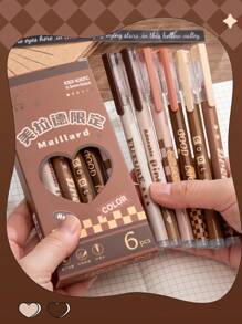 6入組美樂地咖啡色0.5mm圓珠筆墨水套裝，適用於辦公室、學校書寫，墨水顏色為黑色且幹得快