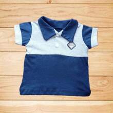Conjunto Camisa Polo + Bermuda Bebe Menino Recém Nascido Ou Reborn Tam RN a 03 Meses - Azul Marinho - Visão 4